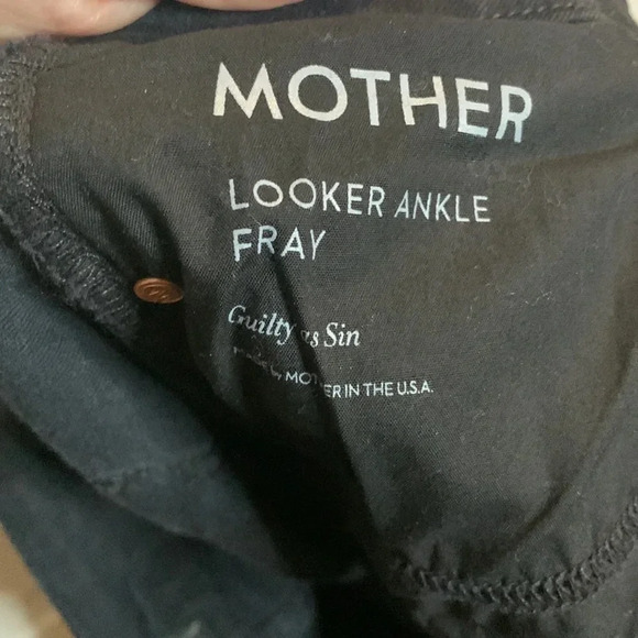 EUC WOMENS MOTHER LOOKER ANKLE FRAY BLACK JEANS SIZE 28 - Picture 5 of 10